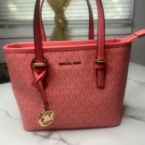 Michael Kors Pink Tote Bag with Gold Accents